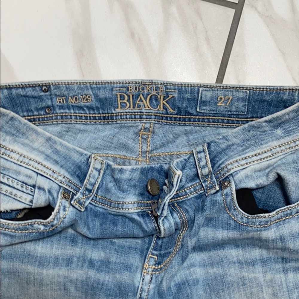Buckle black crop jeans